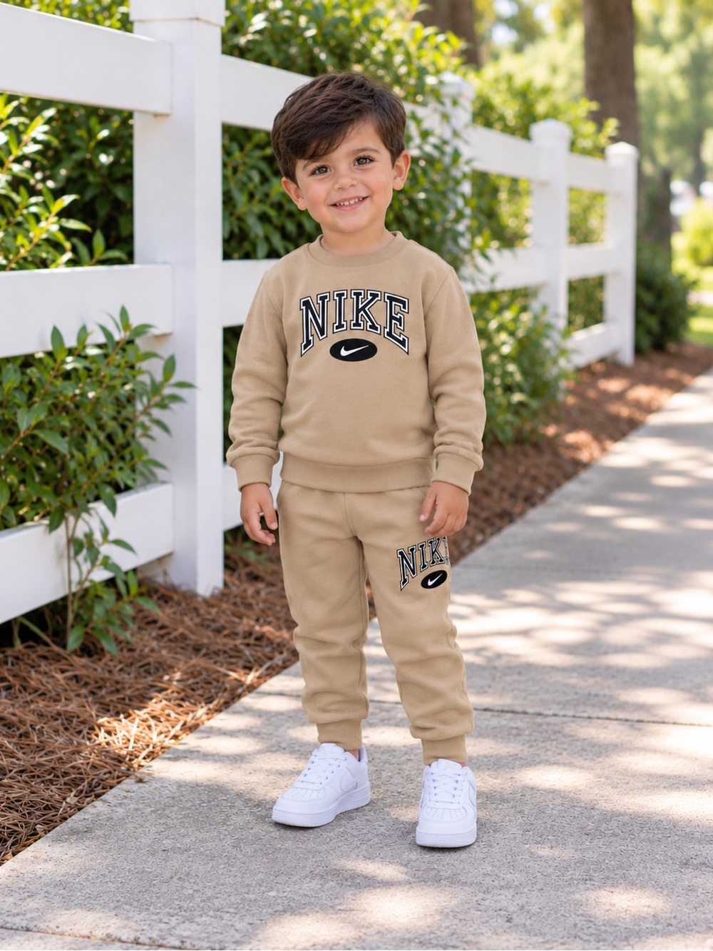 Nike Crewneck Sweatshirt And Jogger Pants Tan Khaki Boys Size 4T NWT